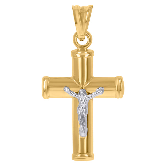 10kt Two-tone Gold Unisex INRI Crucifix Cross Religious Charm Pendant