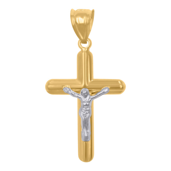10kt Two-Tone Gold Unisex Crucifix Cross Religious Charm Pendant