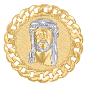 10kt Two-tone Gold Diamond-cut Mens Cross Ht:45mm x W:25.5mm Religious Charm Pendant
