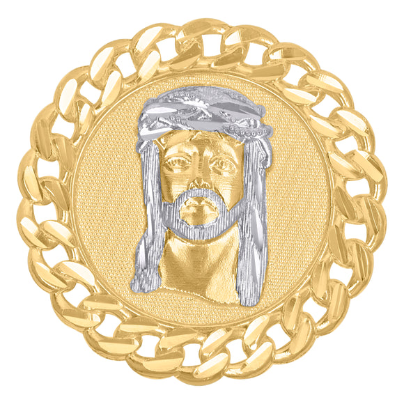 10kt Two-tone Gold Diamond-cut Mens Cross Ht:45mm x W:25.5mm Religious Charm Pendant