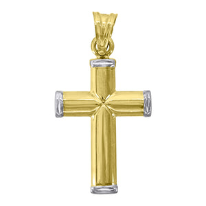 10kt Two-Tone Gold Unisex Cross Religious Charm Pendant