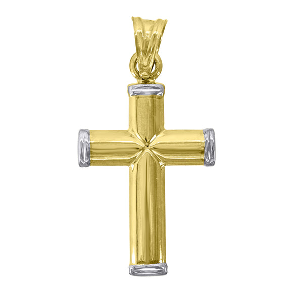 10kt Two-Tone Gold Unisex Cross Religious Charm Pendant