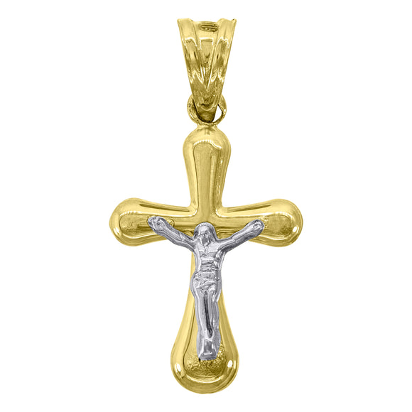 10kt Two-Tone Gold Unisex Crucifix Cross Religious Charm Pendant
