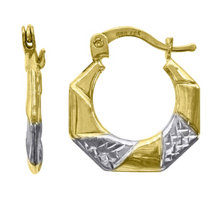 10kt Two-tone Gold Womens Twisted Hoop Earrings