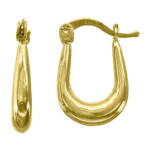 10kt Yellow Gold Womens Shrimp Hinged Hoops Huggies