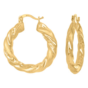 10kt Yellow Gold Womens Twisted Hinged Hoops Huggies
