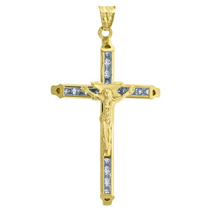 10kt Yellow Gold Mens Cross Crucifix Ht:40.8mm x W:23.4mm Religious Charm Pendant