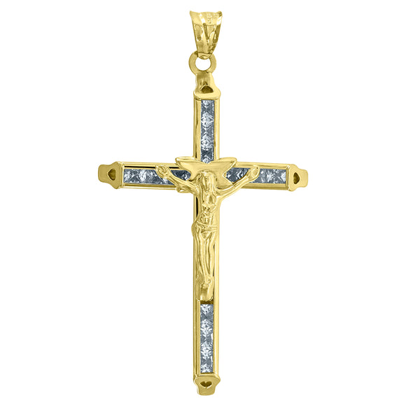10kt Yellow Gold Mens Cross Crucifix Ht:40.8mm x W:23.4mm Religious Charm Pendant