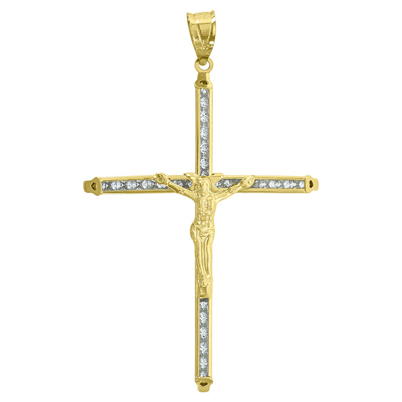 10kt Gold Yellow Mens Cross Crucifix Ht:61.9mm x W:39.4mm Religious Charm Pendant