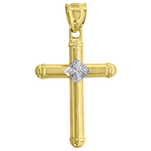 10kt Two-Tone Gold Unisex Cross Religious Charm Pendant