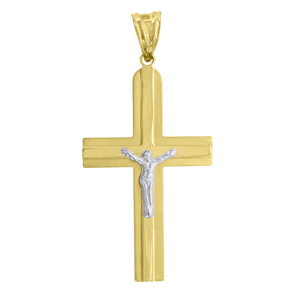 10kt Two-Tone Gold Unisex Crucifix Cross Religious Charm Pendant