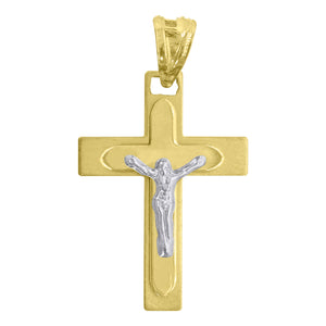 10kt Two-Tone Gold Unisex Crucifix Cross Religious Charm Pendant
