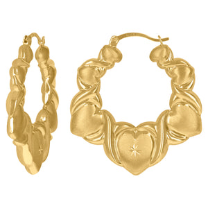 10kt Yellow Gold DC Brushed Womens XO Hugs & Kisses 41mm Hinged Hoops Huggies
