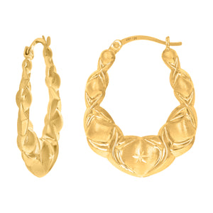 10kt Yellow Gold DC Brushed Womens XO Hugs & Kisses 28mm Hinged Hoops Huggies