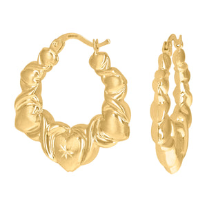 10kt Yellow Gold DC Brushed Womens XO Hugs & Kisses 29mm Hinged Hoops Huggies