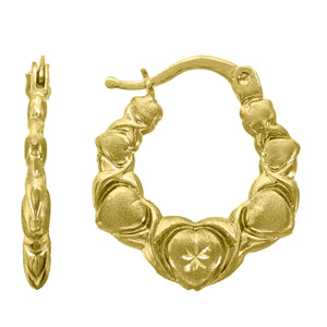 10kt Yellow Gold DC Brushed Womens XO Hugs & Kisses Hinged Hoops Huggies