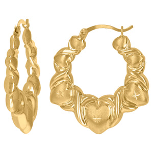 10kt Yellow Gold DC Brushed Womens XO Hugs & Kisses 32.4mm Hinged Hoops Huggies