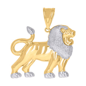 10kt Two-Tone Gold Mens Lion Animal Charm Pendant