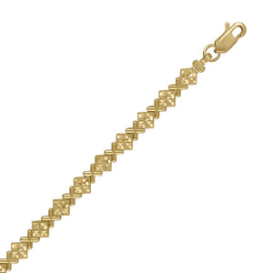 10kt Yellow Gold Womens Square Link Bracelet Size 8 Inches