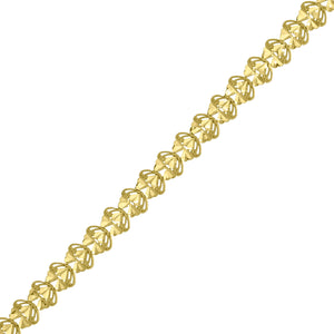 10kt Yellow Gold Womens Heart Link Bracelet Size 8 Inches