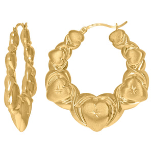 10kt Yellow Gold DC Brushed Womens XO Hugs & Kisses 46.9mm Hinged Hoops Huggies