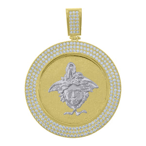 10kt Two-Tone Gold Mens Cubic-Zirconia Egyptian Versace Charm Pendant