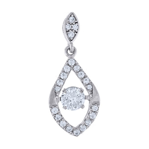 925 Sterling Silver Womens Cubic-Zirconia Tear Drop Charm Pendant