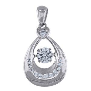 925 Sterling Silver Womens Cubic-Zirconia Tear Drop Charm Pendant
