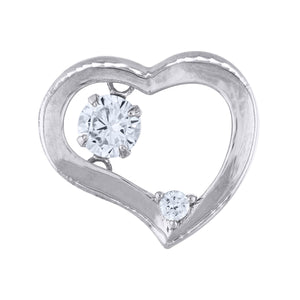 925 Sterling Silver Womens Cubic-Zirconia Heart Charm Pendant