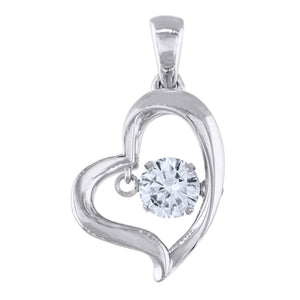 925 Sterling Silver Womens Cubic-Zirconia Heart Charm Pendant