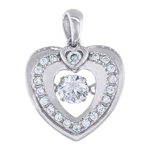 925 Sterling Silver Womens Sparkling CZ Heart Charm Pendant