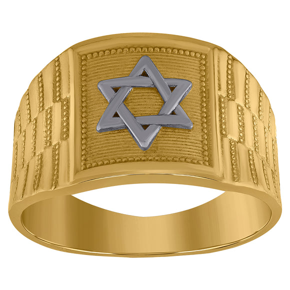 10kt Two-tone Gold Mens Star Of David Religious Ring Size 7