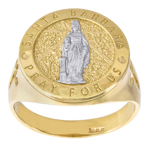 10kt Two-tone Gold Mens Santa Barbara Pray For US Religious Ring Size 7