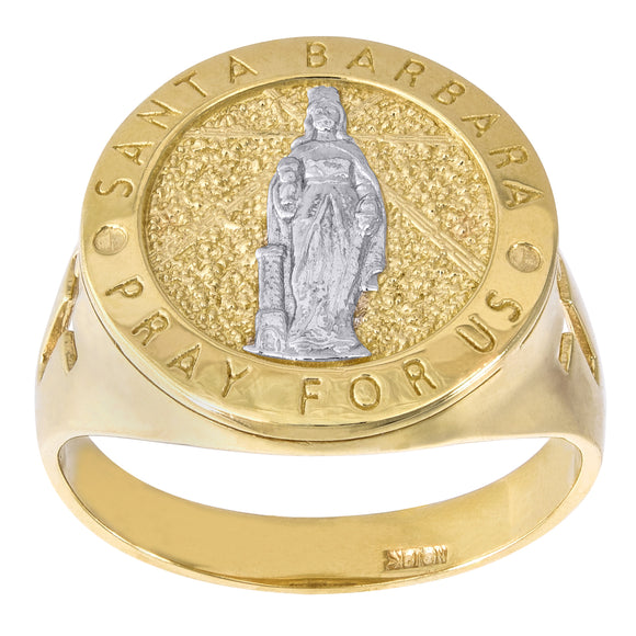 10kt Two-tone Gold Mens Santa Barbara Pray For US Religious Ring Size 7