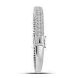 14kt White Gold Womens Round Diamond Bangle Bracelet 2-1/2 Cttw