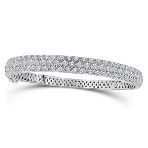 14kt White Gold Womens Round Diamond Bangle Bracelet 2-1/2 Cttw