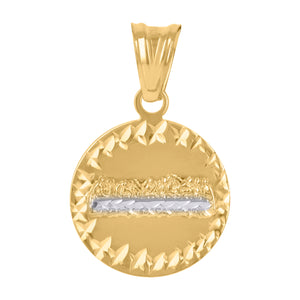 10kt Two-tone Gold Unisex Diamond-cut Supper Last Charm Pendant