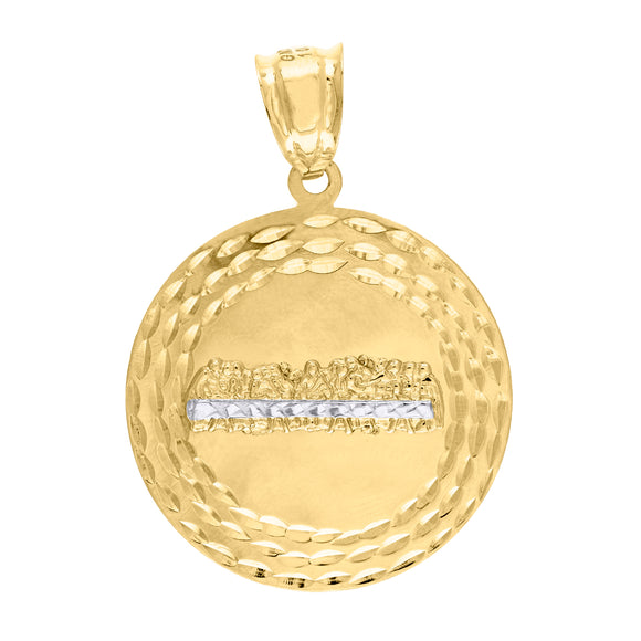 10kt Gold Two-tone Diamond-cut Mens Last Supper Ht:37.7mm x W:26.5mm Religious Charm Pendant