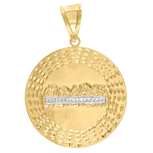 10kt Gold Two-tone Diamond-cut Mens Last Supper Ht:52.4mm x W:36.6mm Religious Charm Pendant