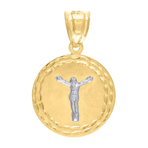 10kt Two-tone Gold Unisex Jesus Crucifix Religious Charm Pendant