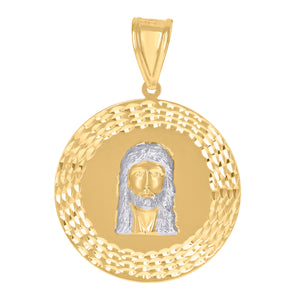 10kt Two-tone Gold Mens Women Diamond-cut Jesus Religious Charm Pendant