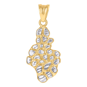 10kt Gold Two-tone Nugget Mens Ht:34.2mm x W:14.6mm Nugget Charm Pendant