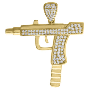10kt Yellow Gold Mens Cubic Zirconia Gun Charm Pendant