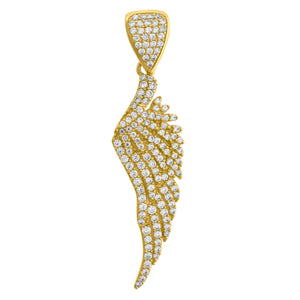 10kt Yellow Gold Mens Cubic Zirconia Angel Wings Religious Charm Pendant