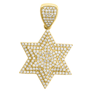 10kt Yellow Gold Mens Cubic Zirconia Star Of David Religious Charm Pendant