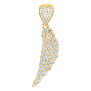 10kt Yellow Gold Mens Cubic Zirconia Angel Wings Religious Charm Pendant