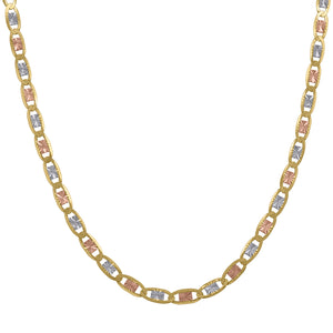10kt Tri-color Gold Unisex Valentino Anklet 2.5mm 10 Inches