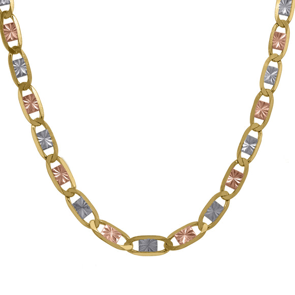 10kt Tri-color Gold Mens Valentino Anklet 3.2mm 10 Inches