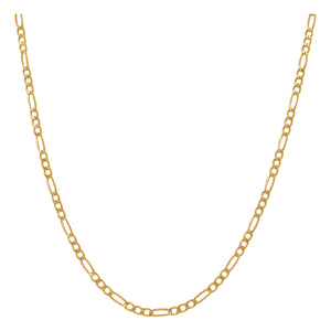 10kt Yellow Gold Unisex Hollow Figaro Chain 2.3mm 26 inches