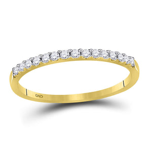 14kt Yellow Gold Womens Round Diamond Wedding Single Row Band 1/6 Cttw Size 9